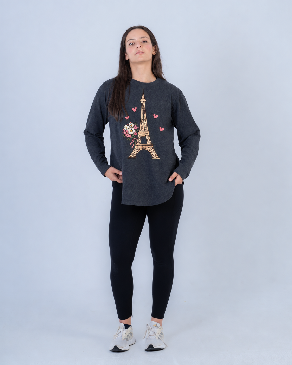 Eiffel_01_Front Paris in Bloom — Women’s Long Sleeve T-Shirt - Image 1