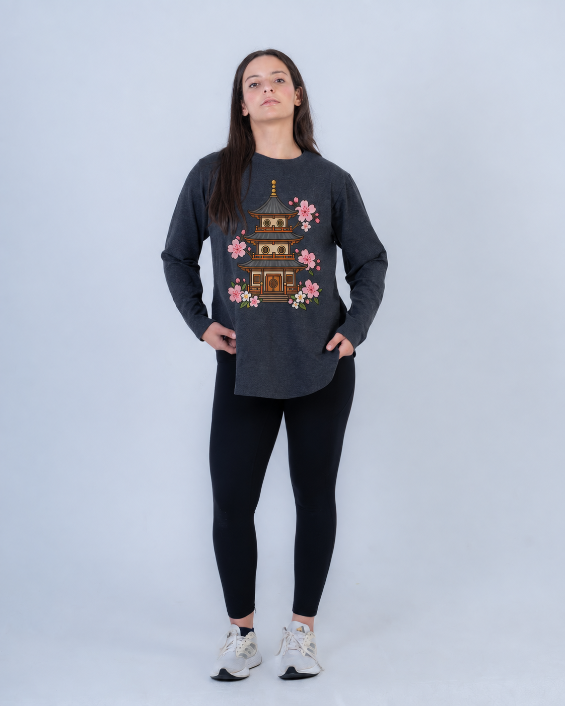 Pagoda_01_Front Tokyo Bloom — Women’s Long Sleeve T-Shirt - Image 1